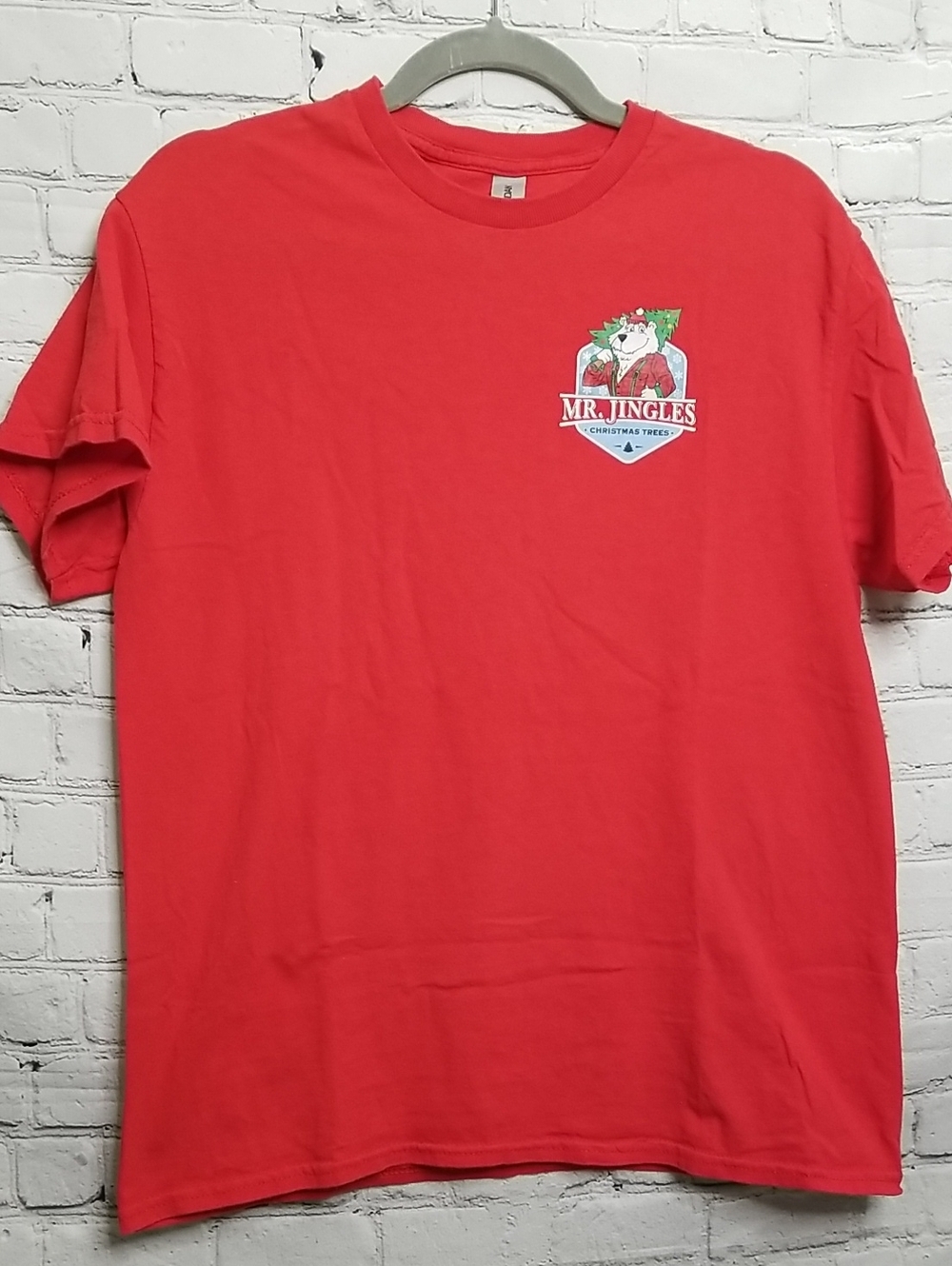 Gildan mens top size Large heavy cotton holiday logo tee shirt EUC